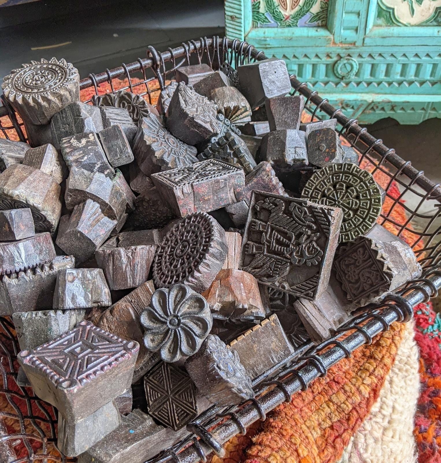 Batik stempel, blokprint, textielstempel, blokstempel uit India